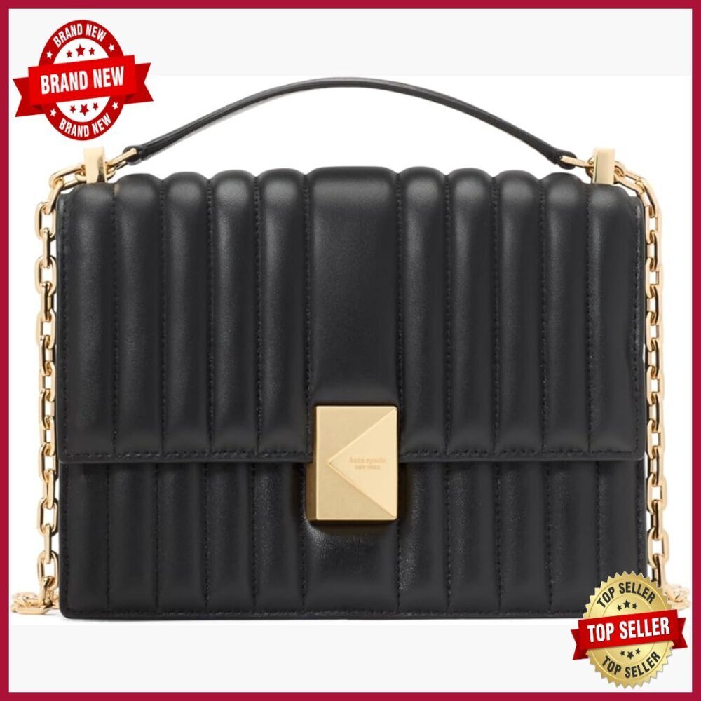 Quilted Leather Crossbody Bag with Chain Strap, Adjustable Shoulder Bag